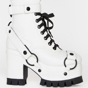 Club exx white O-Ring Harness Plateform boots